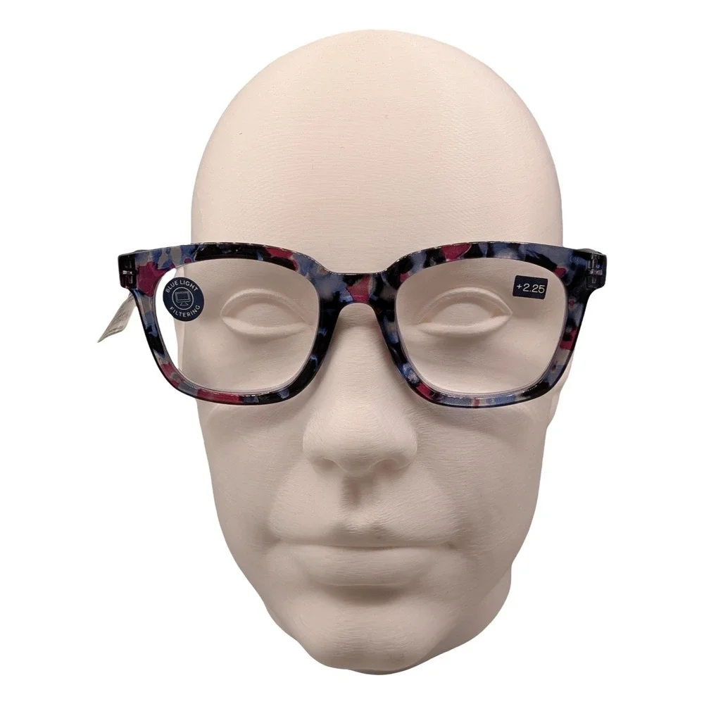Peepers To the Max Reading Glasses Blue Light Pink Quartz +2.25 Square 04CBCA